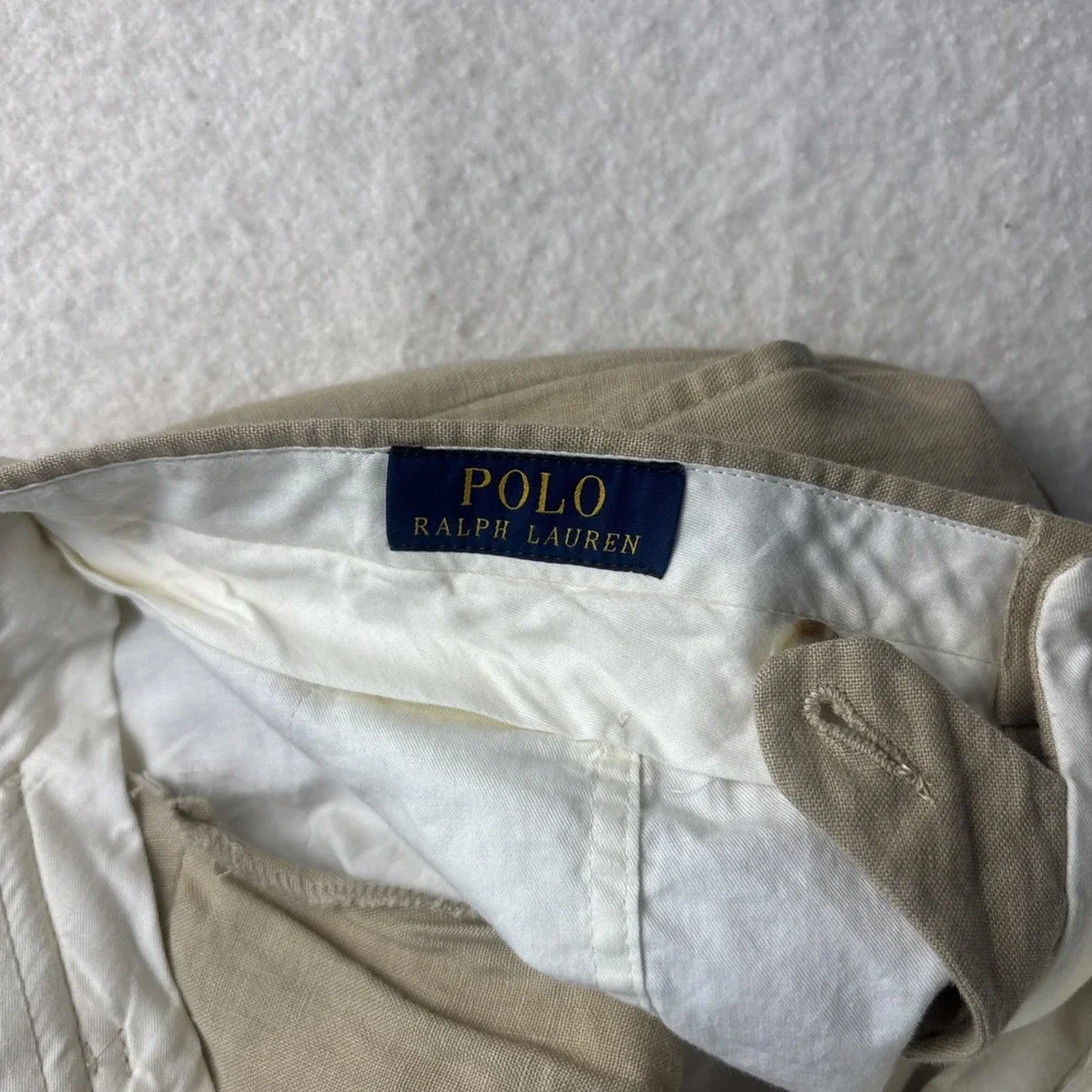 Polo Ralph Lauren Linen Pants Mens 32x32 Beige italy made Dress Trousers flax